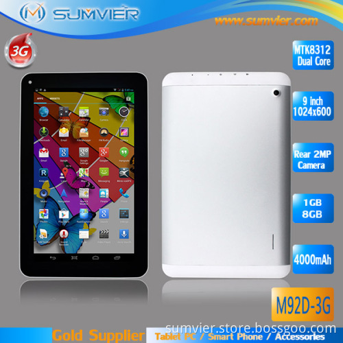 9inch 1024*600 5 Points Screen Mtk8312 Dual Core Android Tablet (M92D-3G)